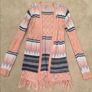 Peach Aztec design cardigan